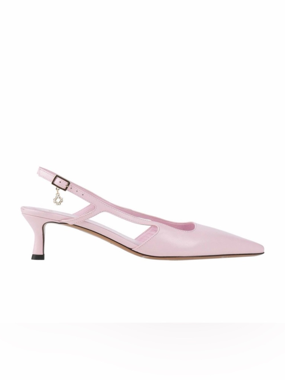 Maje Pink Leather Pointed Slingback Kitten Heels